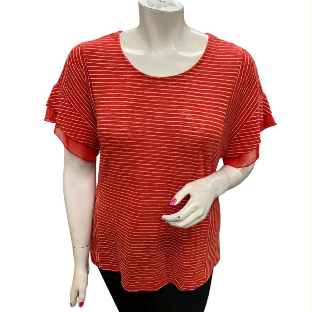 W5 Red and White Striped Blouse Size 3X